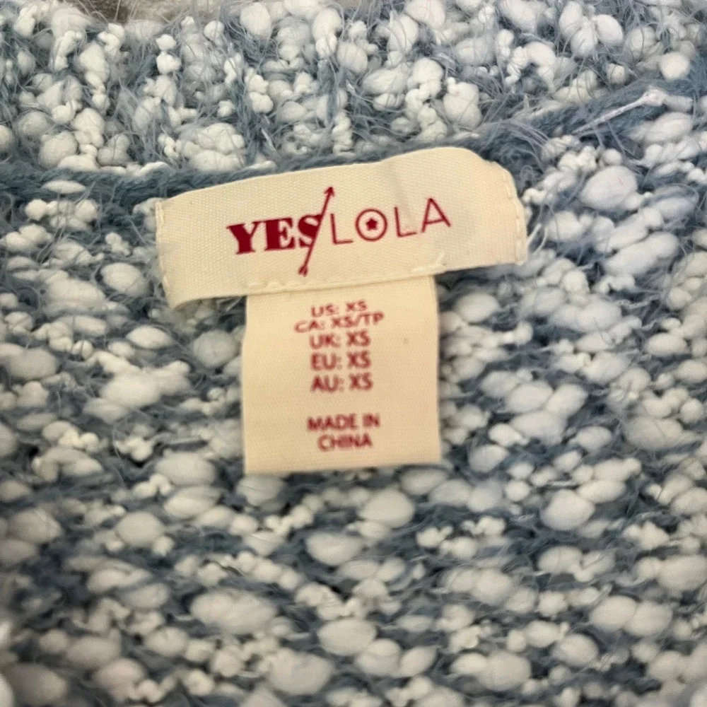 Blue Popcorn Knit Sweater‎ size XS Marled Crew Neck Raglan Chunky Cozy Soft Girl